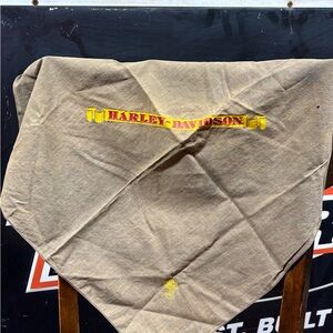 Vintage 1970’s Harley-Davidson Light Brown Bandana with Yellow and Red Logo